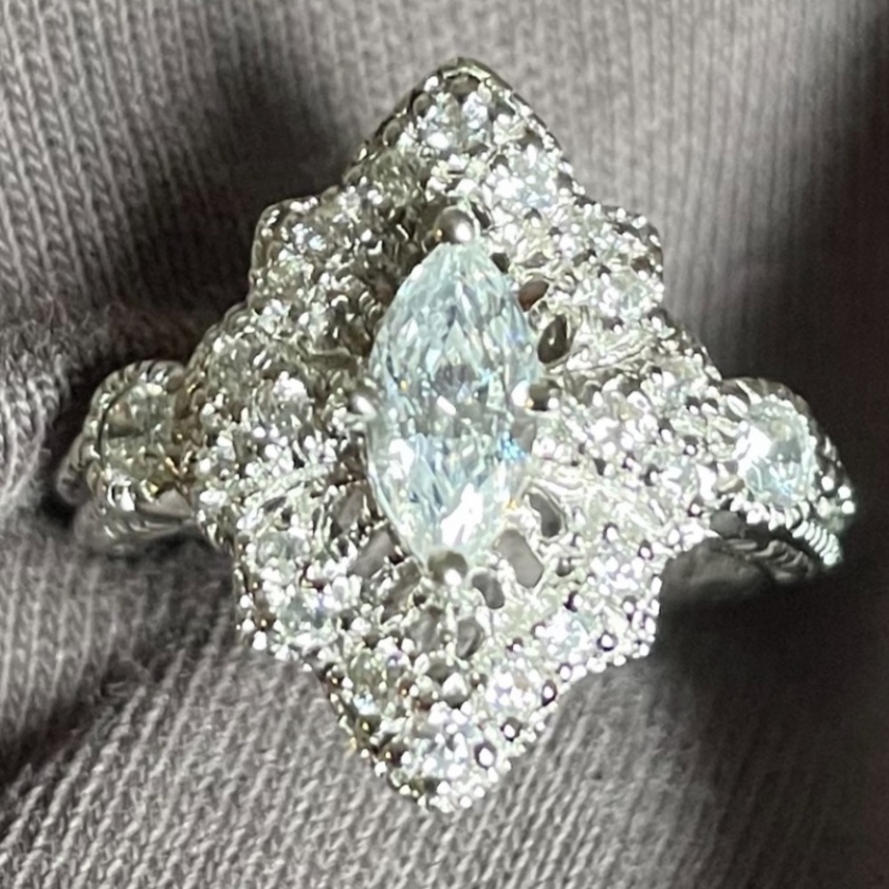 Solid Silver And Cz Ring Nwot - image 1